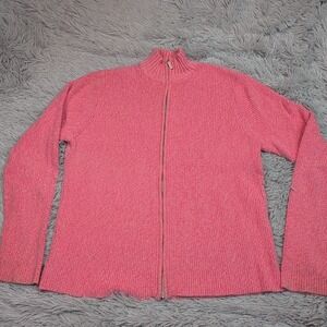 Crazy Horse Sweater Womens XL Pink Zip Up Cozy Comfort Stretch Active